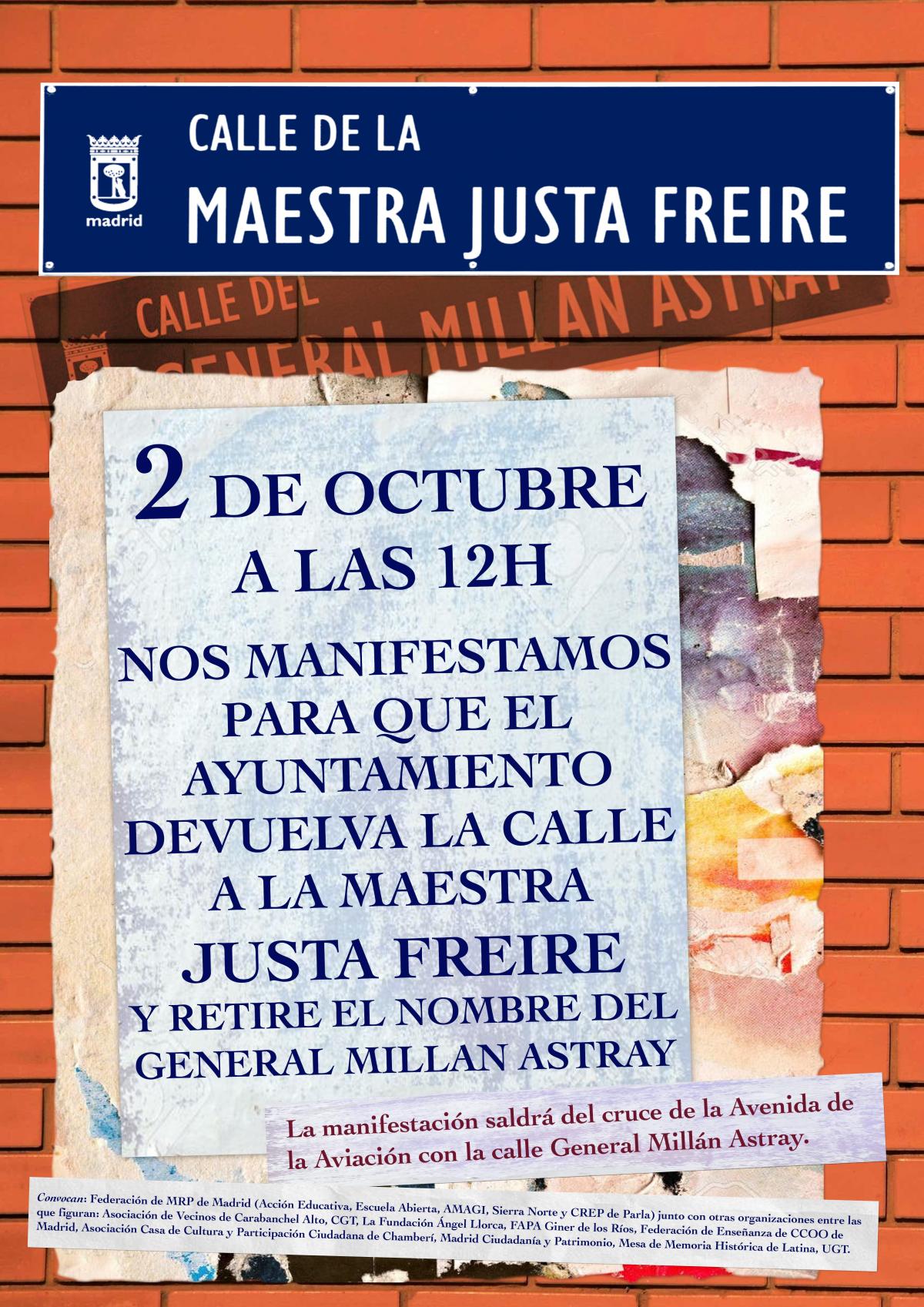 Manifestación para exigir al Ayuntamiento que devuelva la calle a la Maestra Justa Freire