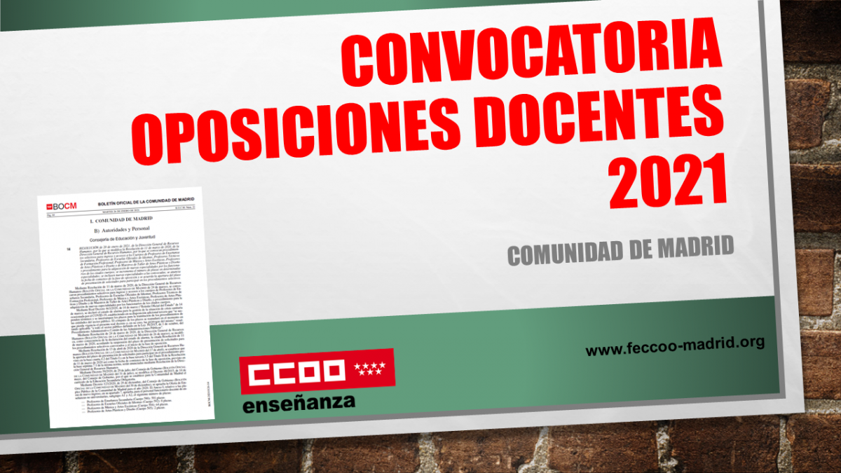 Convocatoria oposiciones docentes 2021