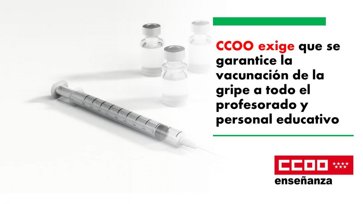 CCOO exige que se garantice la vacunacin de la gripe a todo el profesorado y personal educativo