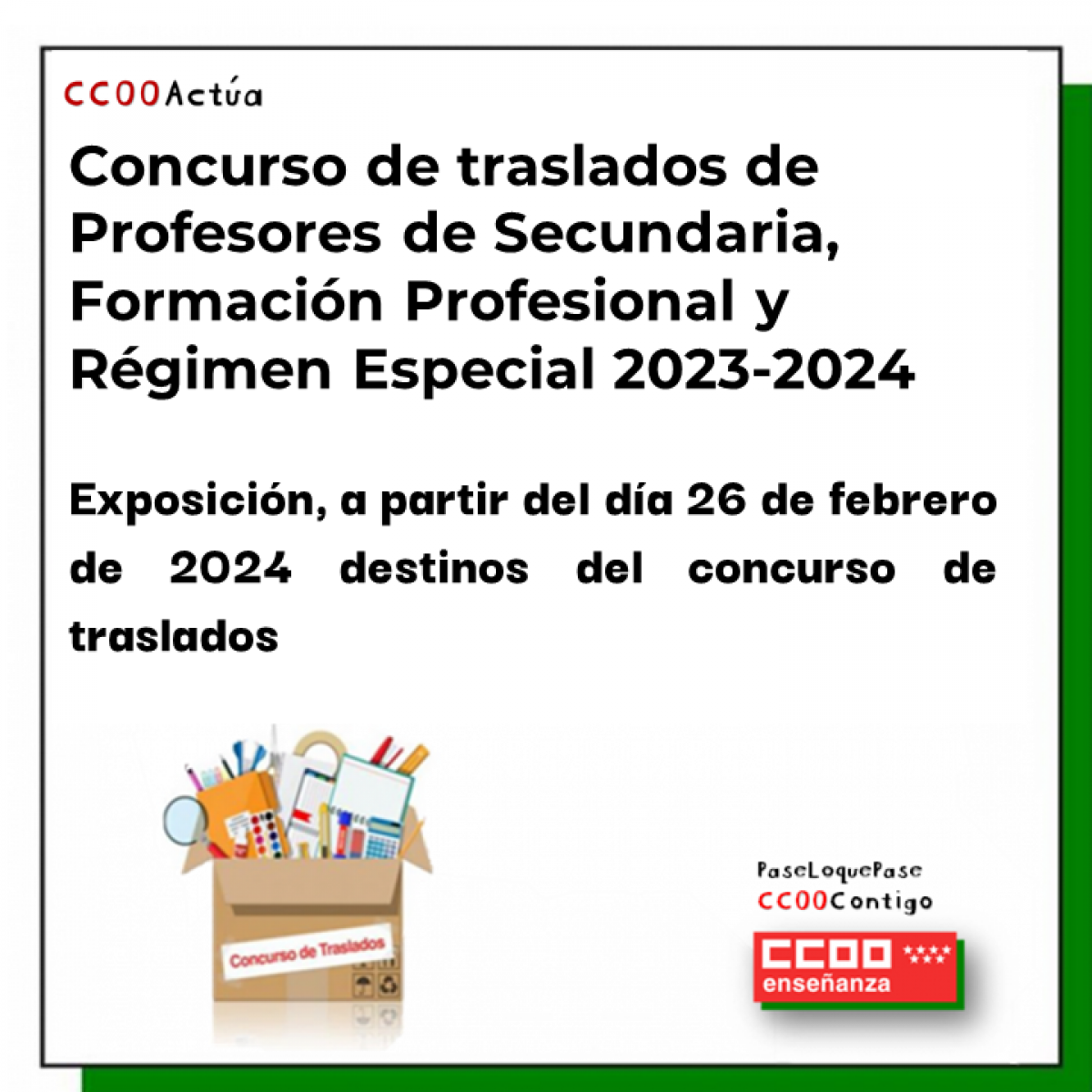Concurso de traslados de Profesores de Secundaria, Formacin Profesional y Rgimen Especial 2023-2024